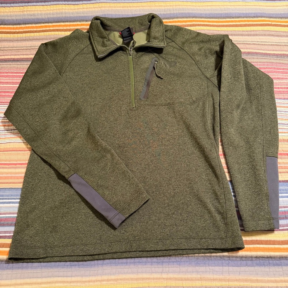 The North Face Canyonlands Men M Fleece 1/4 Zip Pullover Green Heathered Outdoor